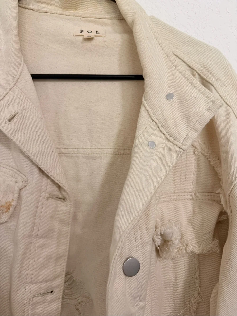 Beige Fringe Rhinestone Distressed Jacket - Picture 4 of 5